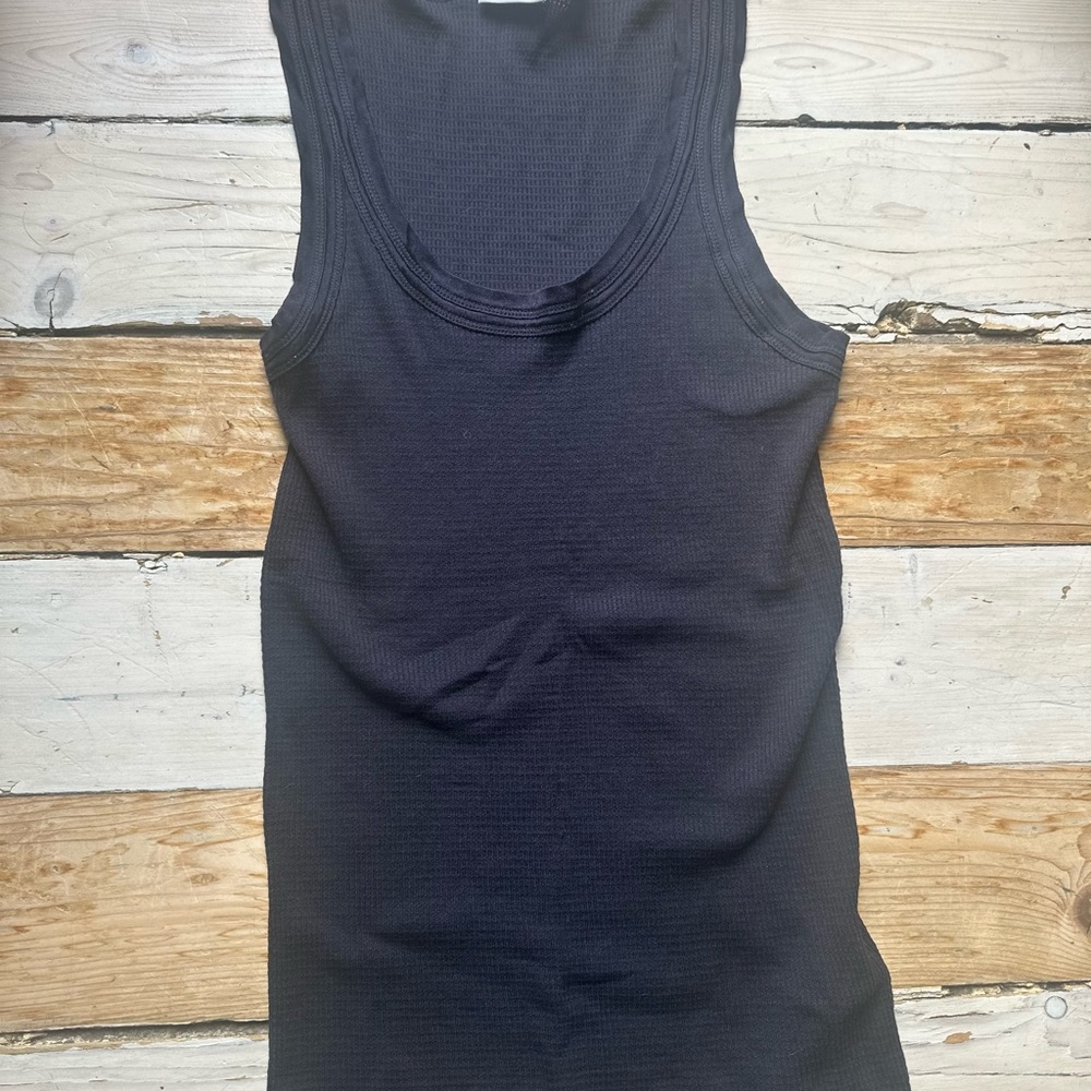 Black Navy Ribbed Tank Top Cotton Silk Old Money luxe Minimalist Saint Tropez